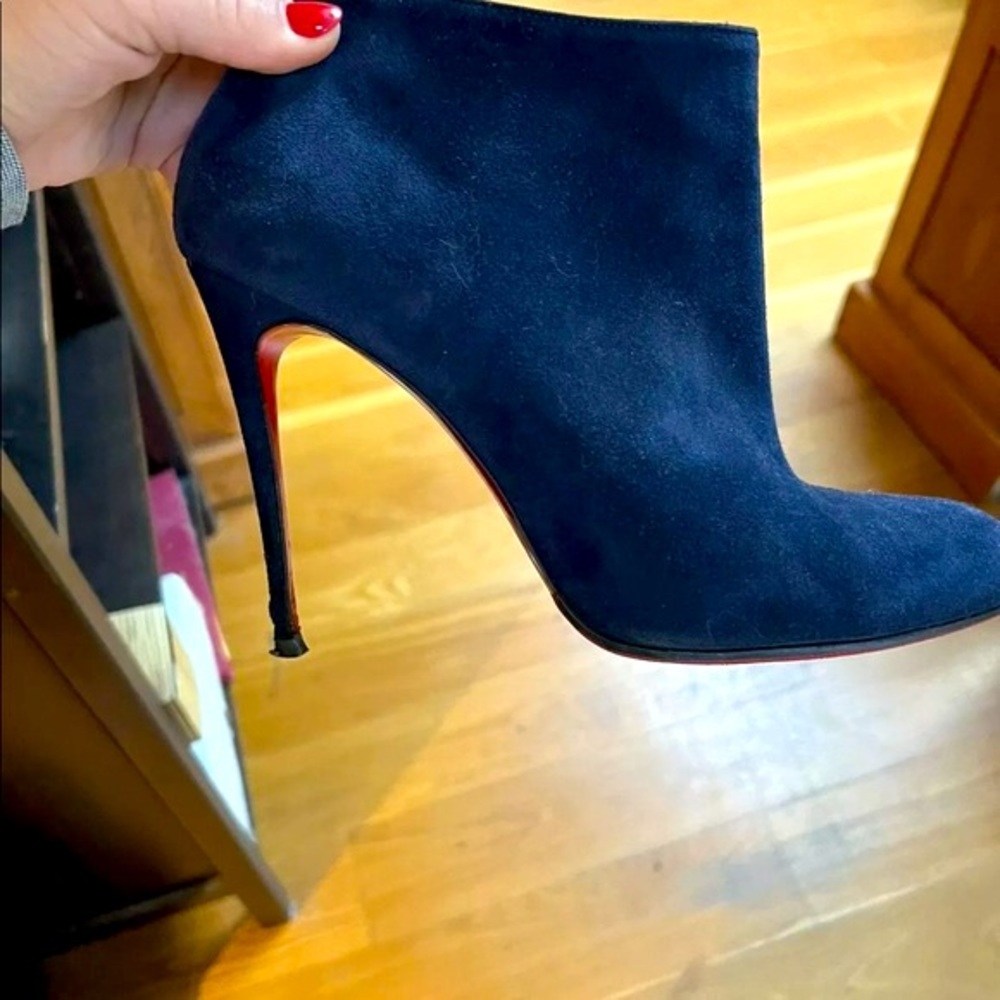 Christian Louboutin Navy Suede Belissima Booties - Picture 16 of 16